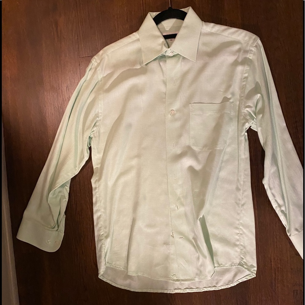 Mint Green and White Barney’s Dress Shirt